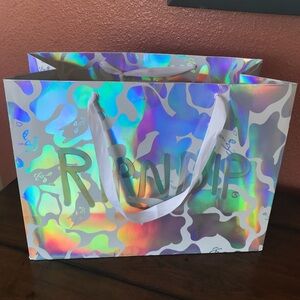 Ripndip LA Iridescent Camouflage Shopping Bag with White Ribbon Handles in EUC